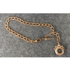Image 1 : POCKET COMPASS ON GOLD TONED POCKET WATCH FOB
