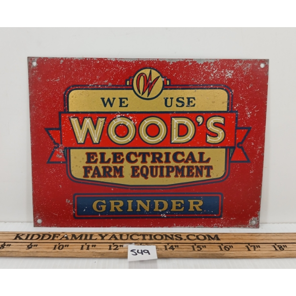 WOOD'S ELECTRICAL FARM EQUIPMENT METAL SIGN