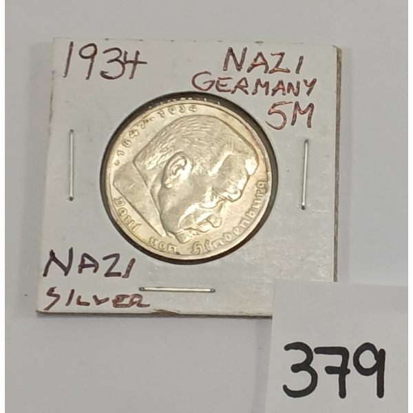 1934 GERMAN SILVER 5 MARK
