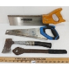 Image 1 : LOT OF 4 - HAND SAWS & CAMPING HATCHET, ETC.