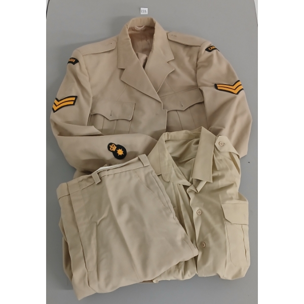 LOT OF 3 - CDN KHAKI UNIFORM SHIRT, PANTS & JACKET