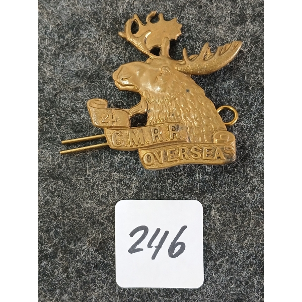 WWI CDN 4 C.M.R.R. OVERSEAS CAP BADGE