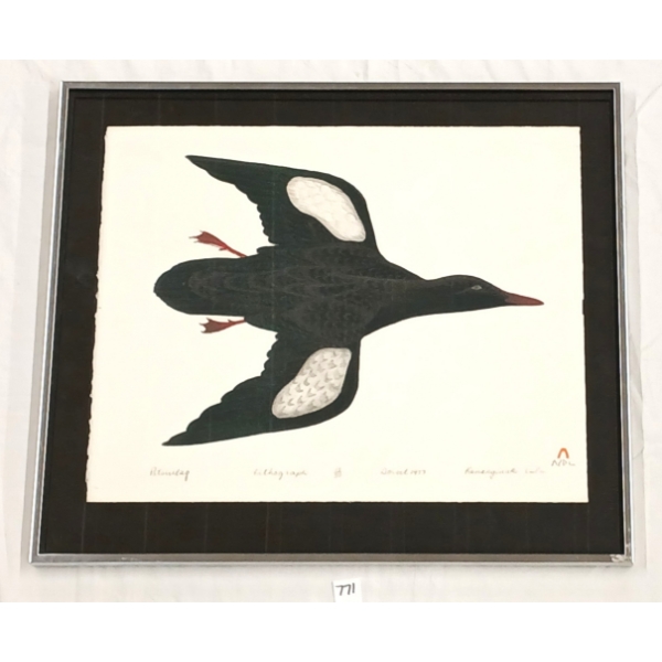 "PITSIULAQ / SEA PIGEON" BY KANANGINAK POOTOOGOOK (1935 - 2010) - FRAMED LITHOGRAPH