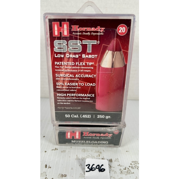 BULLETS: 40X HORNADY .45 CAL W/ .50 CAL SABOTS - 250 GR POLY TIP