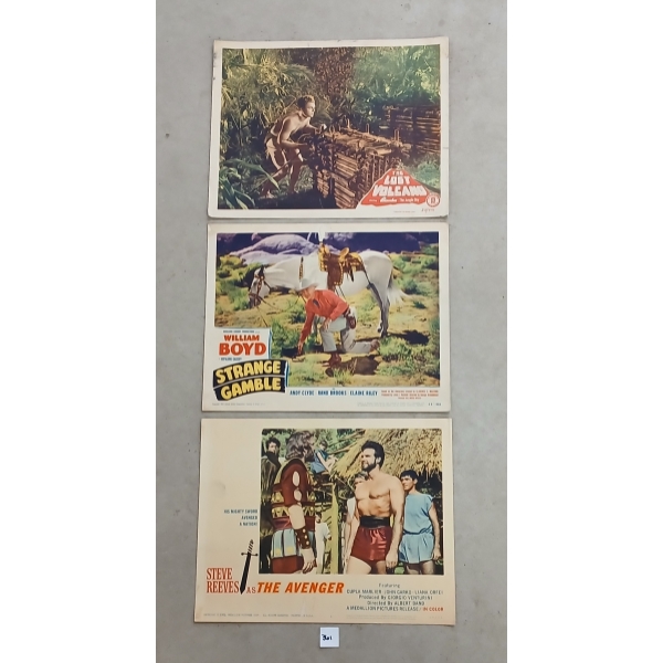 LOT OF 3 - "THE LOST VOLCANO", "HOPALONG CASSIDY STRANGE GAMBLE" & "THE AVENGER" POSTERS