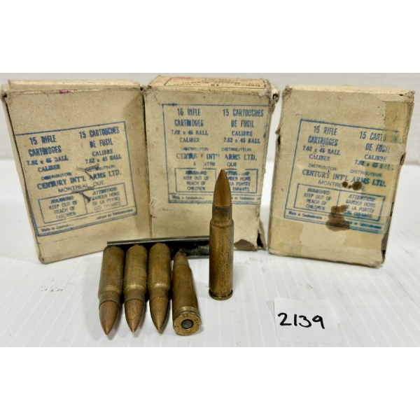 AMMO: 45X 7.62X45 MM - MILITARY FMJ - ON CLIPS