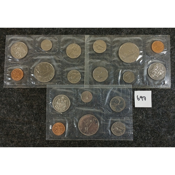 LOT OF 3 - 1975-1979 CDN UNCIRCULATED PROOF SETS - VOYAGEUR 