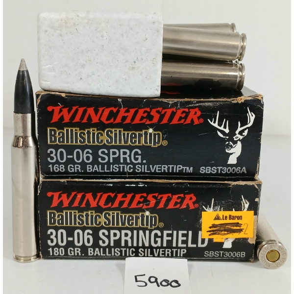 AMMO: 40X WINCHESTER .30-06 SPRG - 180GR - BALLISTIC SILVERTIP