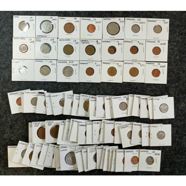 JOB LOT - INTERNATIONAL COINS & BANKNOTES - NETHERLANDS, CUBA, BARBADOS, CZECH REPUBLIC, ETC