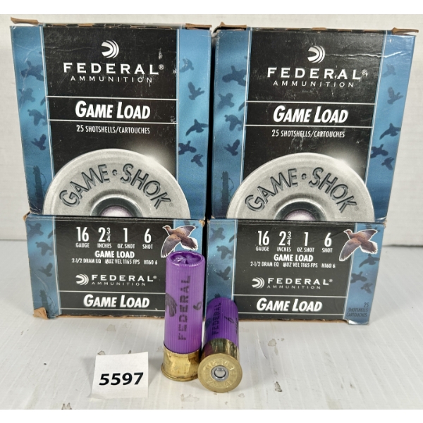 AMMO: 100X FEDERAL 16 GA 2-3/4 IN - #6
