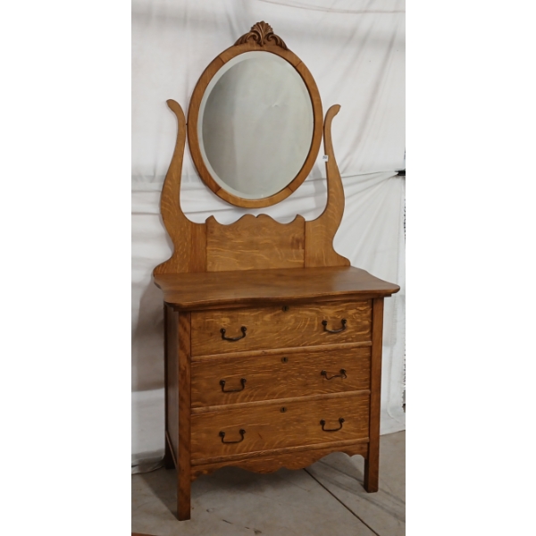 TIGER OAK VANITY DRESSER