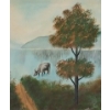 Image 2 : WATERING HOLE BY UNKNOWN ARTIST - OIL ON CANVAS