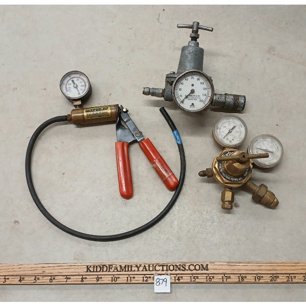 LOT OF 3 - TURBO TORCH & NORGREN GAUGUES & ACTRON VACUUM PUMP