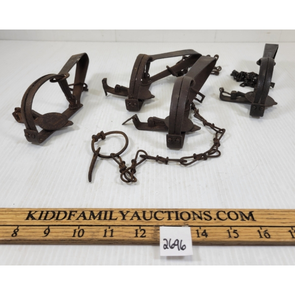 LOT OF 4 - ANTIQUE NO. 1 ANIMAL TRAPS - S. NEWHOUSE 