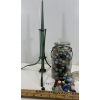 Image 1 : LOT OF 2 - LIGHTNING BALL HOLDER - COPPER & QTY OF MARBLES