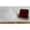 Image 7 : LOT OF 2 - PORCELAIN LIGHT SHADE & RED OVERHEAD LIGHT