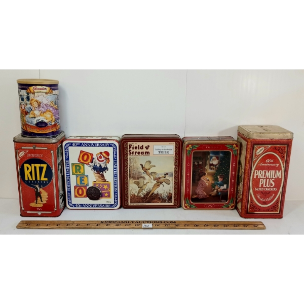 LOT OF 6 - VINTAGE TINS - INCL RITZ & OREO