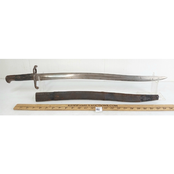 P1856 SNIDER SWORD BAYONET W/ LEATHER SCABBARD