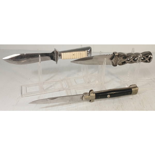 LOT OF 3 - MISC HUNTING KNIVES W/ SHEATHS - INCL ROSTFREI