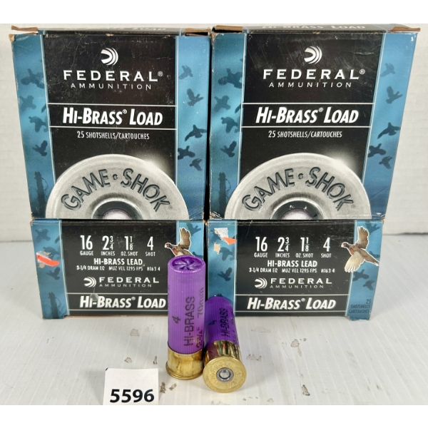 AMMO: 100X FEDERAL 16 GA 2-3/4 IN - #4
