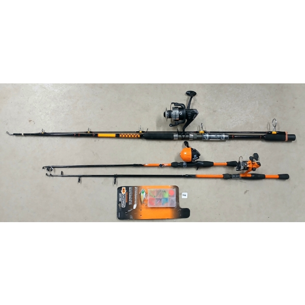 LOT OF 4 - SHAKESPEARE / EAGLE CLAW FISHING RODS & LURES