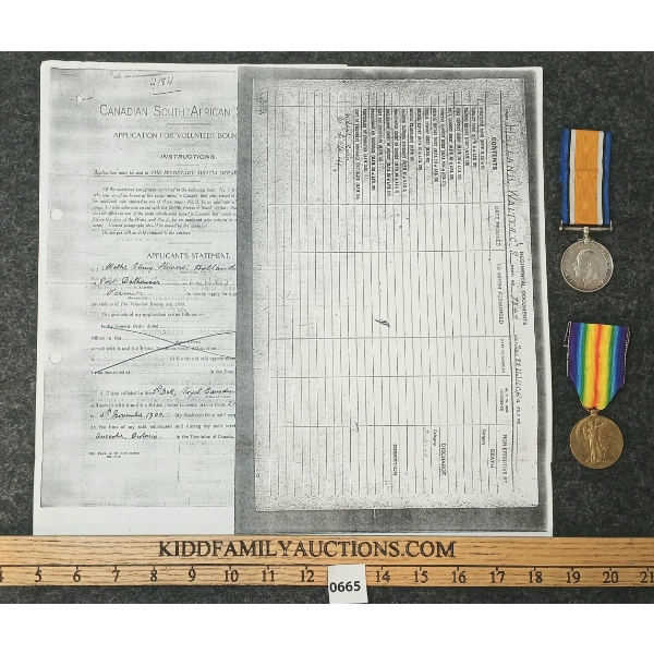 LIEUT. W.C.S. HOLLAND FILE - WWI MEDALS, GRAVE PHOTO & PAPERWORK