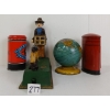 Image 2 : LOT OF 4 - CAST & TIN COIN BANKS - INCL MONKEY BANK, POST OFFICE & GLOBE