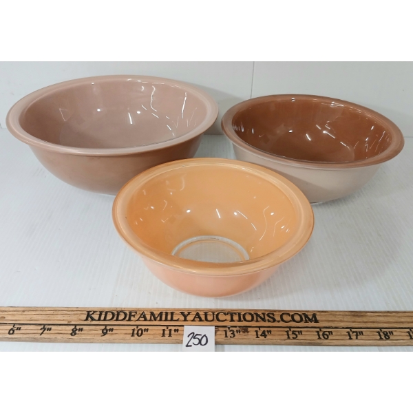 LOT OF 3 - PYREX AUTUMN RAINBOW NESTING BOWLS