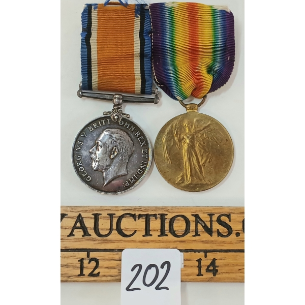 LOT OF 2 - WWI MEDALS - CPL. T.E. WHITE C.R.T.