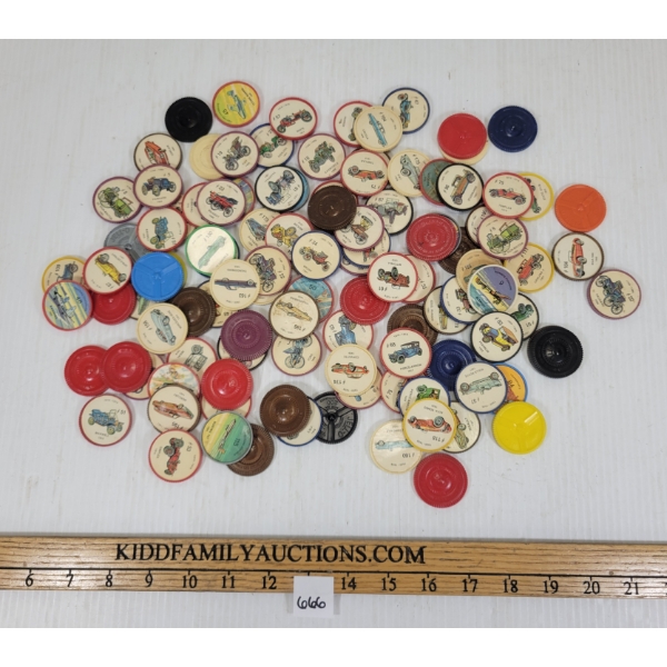 QTY OF JELL-O TOKENS - INCL VINTAGE CARS