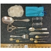 JOB LOT - SILVERPLATED SERVINGWARE - INCL KNIFE RESTS, TEASPOONS, TONGS, ETC