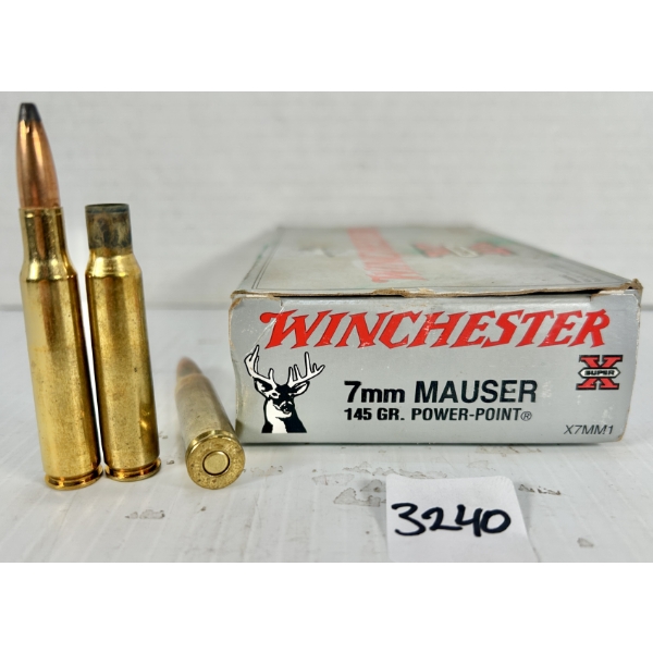 AMMO / BRASS: 15X LIVE & 4X BRASS WIN 7 MM MAUSER - 145 GR SP