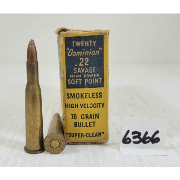 AMMO: 20X CIL DOMINION .22 SAV - 70GR - SP
