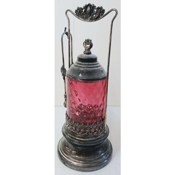 VICTORIAN PICKLE CASTOR - CRANBERRY GLASS