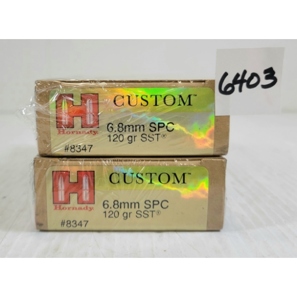 AMMO: 40X HORNADY CUSTOM 6.8MM SPC - 120GR - SST - SEALED