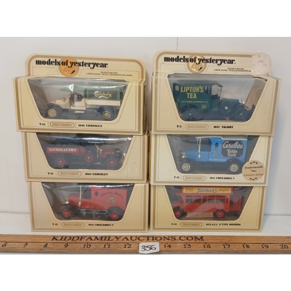 LOT OF 6 - MATCHBOX MODELS OF YESTERYEAR DIECAST MODELS - 1918 CROSSLEY, 1912 FORD MODEL T, ETC