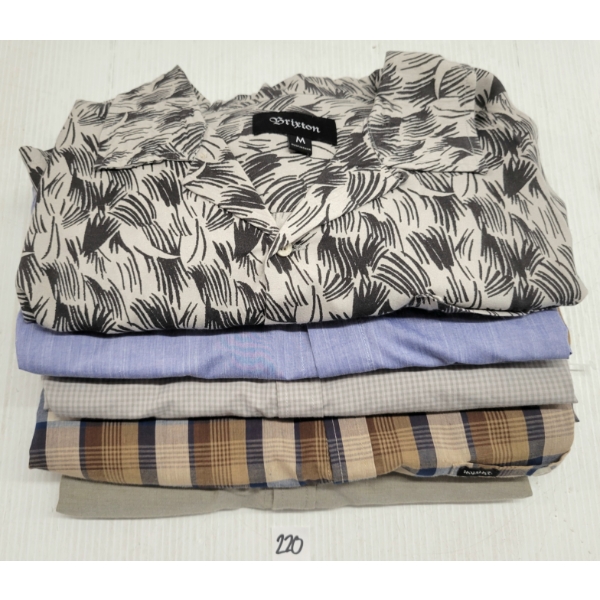 LOT OF 5 - BRIXTON & CLASSIFIED MEN'S MEDIUM BUTTON-UP T-SHIRTS