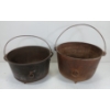 LOT OF 2 - CAST IRON CAULDRON PLANTERS