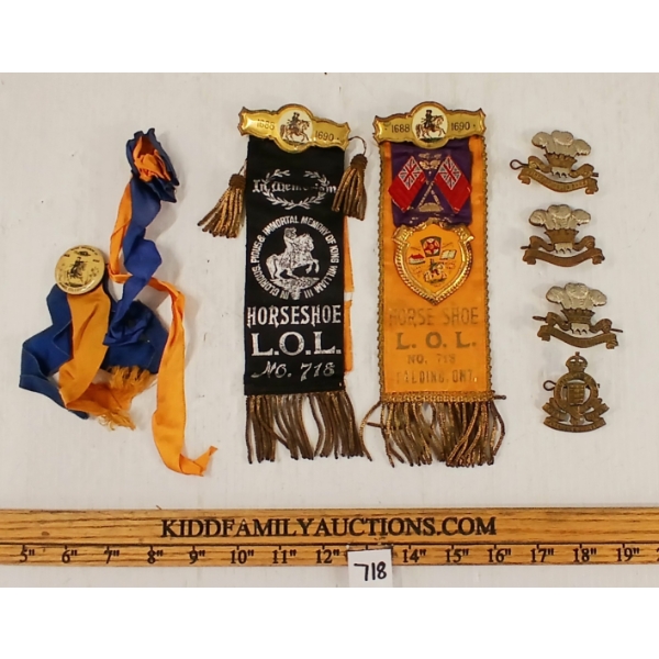 JOB LOT - PRINCE OF WHALES RANGERS CAP BADGES & KING WILLIAM III RIBBONS
