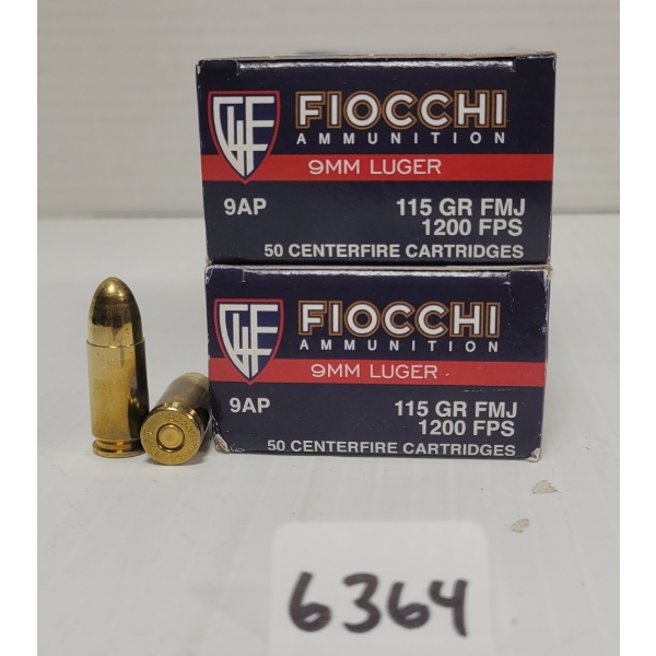 AMMO: 100X FIOCCHI 9 MM LUGER 115 GR. 