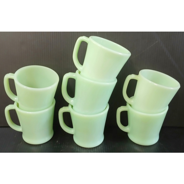 LOT OF 7 - FIRE-KING OVEN WARE JADEITE MUGS