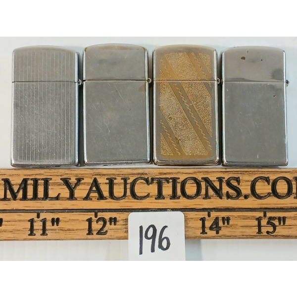 LOT OF 4 - BRASS & SILVERTONE ZIPPO LIGHTERS - C. 1960'S-1970'S