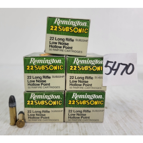 AMMO: 250X REMINGTON .22LR SUBSONIC - HP - LOW NOISE