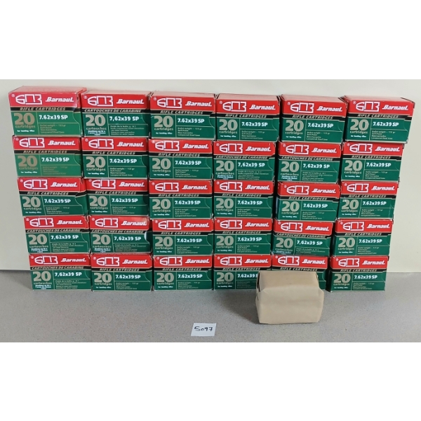 AMMO: APPROX 600X BARNAUL 7.62 X 39 - 125GR - SP - SEALED