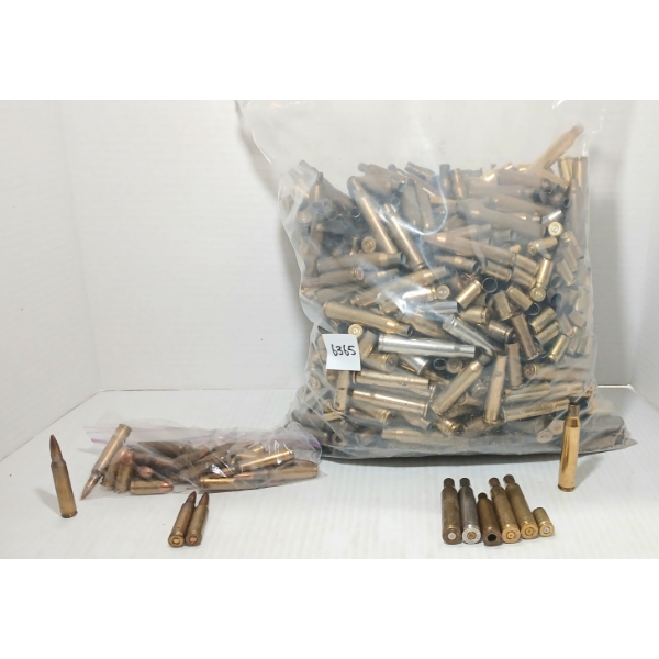 AMMO / BRASS: QTY OF MIXED RNDS - INCL 9MM LUGER, 22-250 REM, 223 REM, ETC.