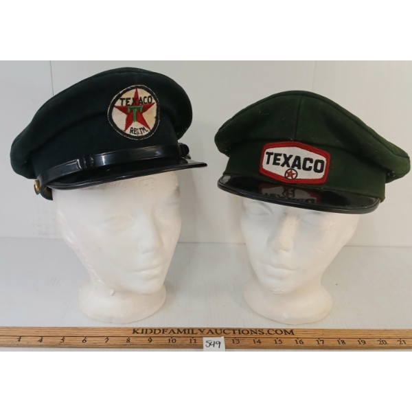 LOT OF 2 - SERVICE CAPS W/ TEXACO PATCHES