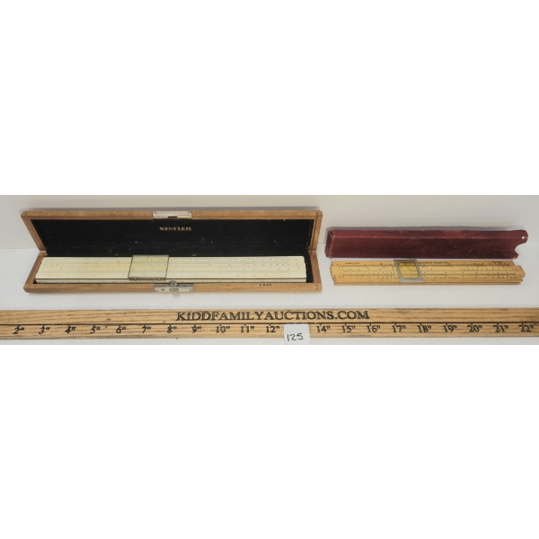 LOT OF 2 - SLIDE RULE - NESTLER W/ WOOD CASE