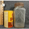 Image 3 : LOT OF 2 - BLUE RIBBON GLASS CANNING JAR & WILSON'S ROLLED OATS CAN