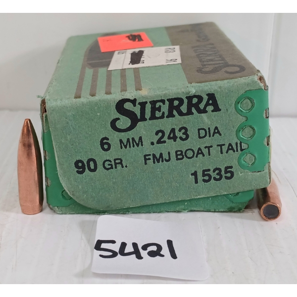 BULLETS: 100X SIERRA 6MM - 90GR - FMJ BT