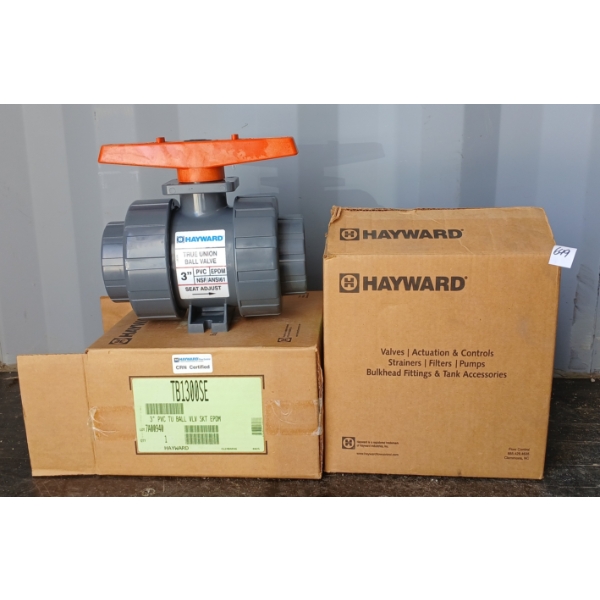 LOT OF 2 - HAYWARD 3IN PVC BALL VALVES